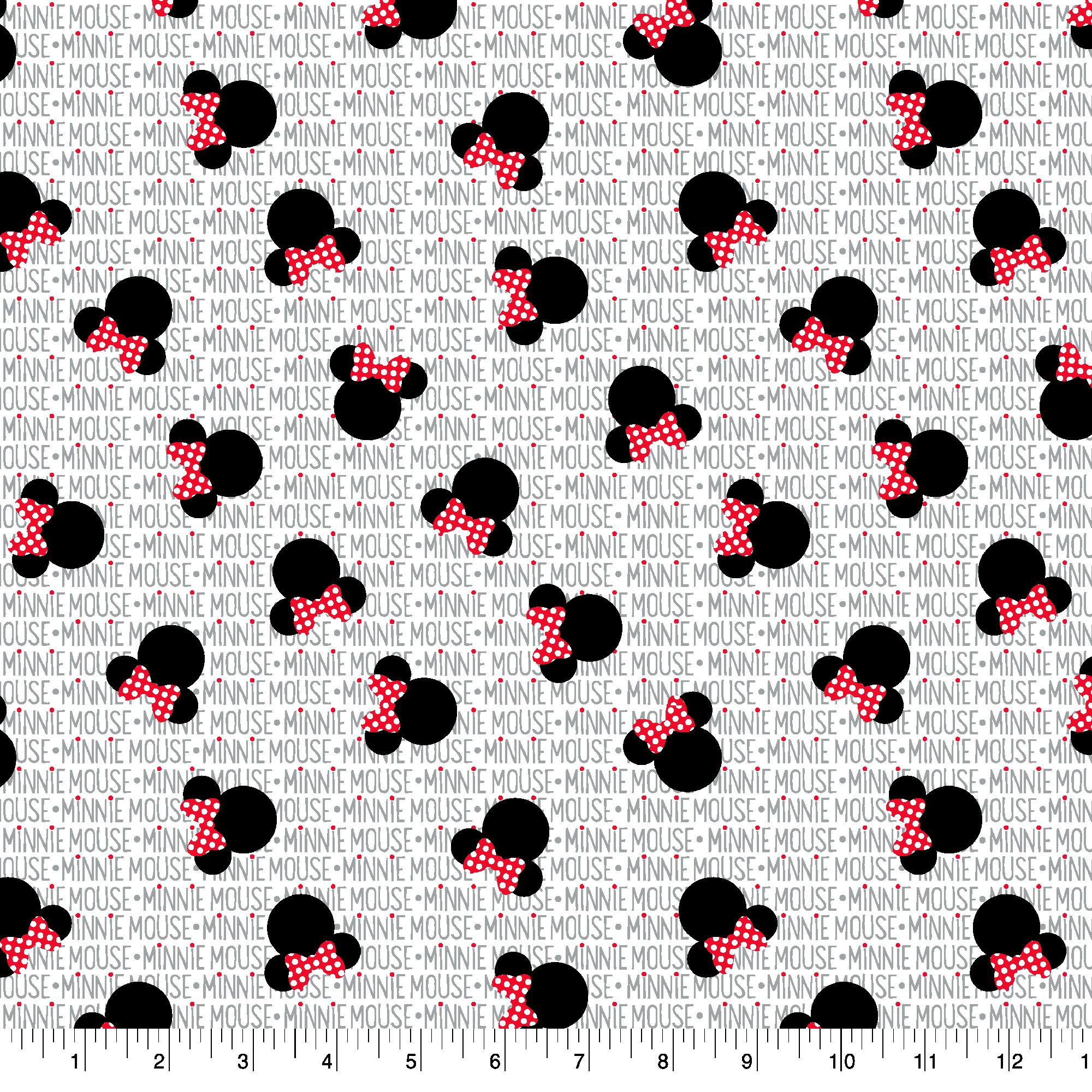 Springs Creative Disney® Minnie Mouse Heads on White Cotton Fabric
